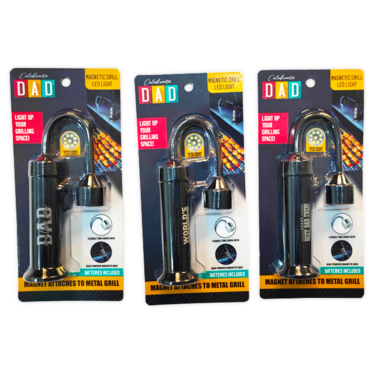Magnetic LED Grill Light Father's Day Assortment- 3/Pack