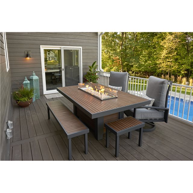 THE OUTDOOR GREATROOM CO.  Kenwood Linear Dining Height Fire Table