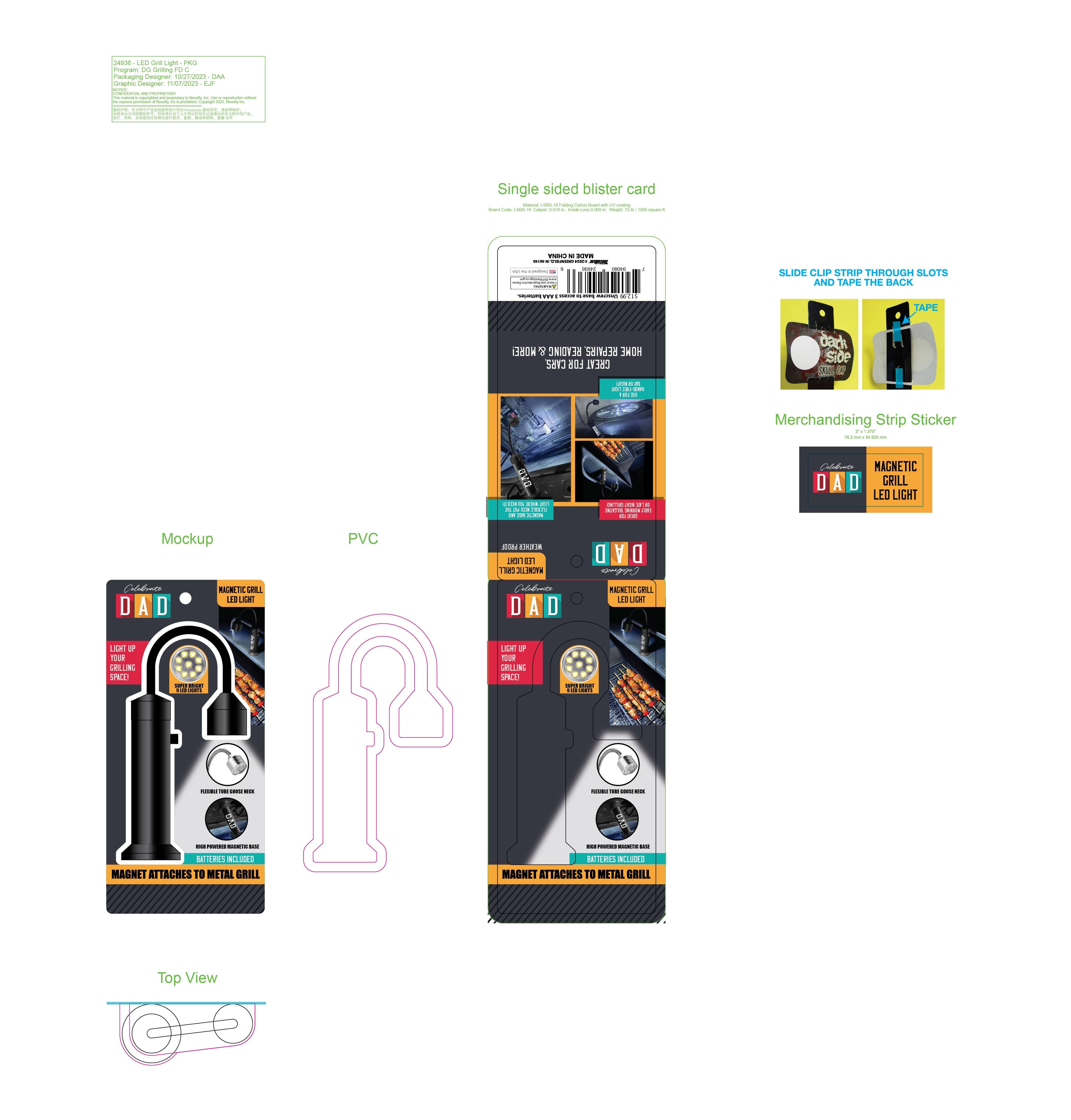 Magnetic LED Grill Light Father's Day Assortment- 3/Pack