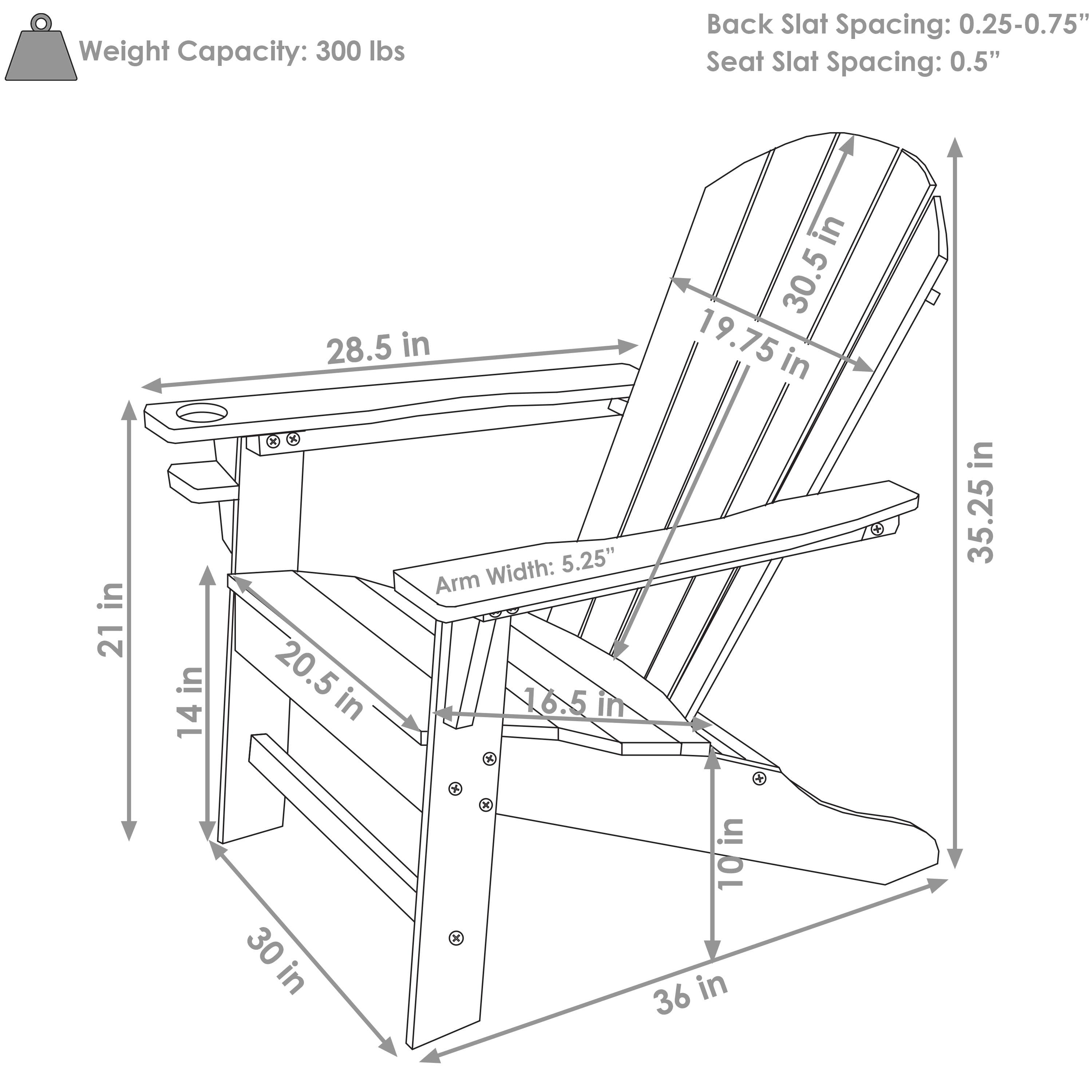 All-Weather Set of 2 White Adirondack Chairs & Drink Holders