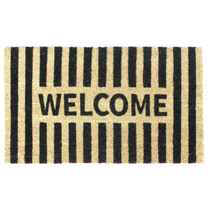 RugSmith Black Welcome Stripe Doormat, 18" x 30"