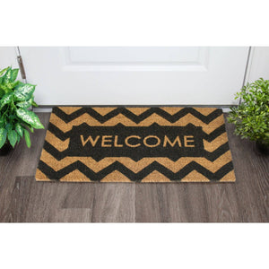 RugSmith Black Herringbone Welcome Doormat, 18" x 30"