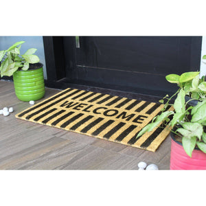 RugSmith Black Welcome Stripe Doormat, 18" x 30"