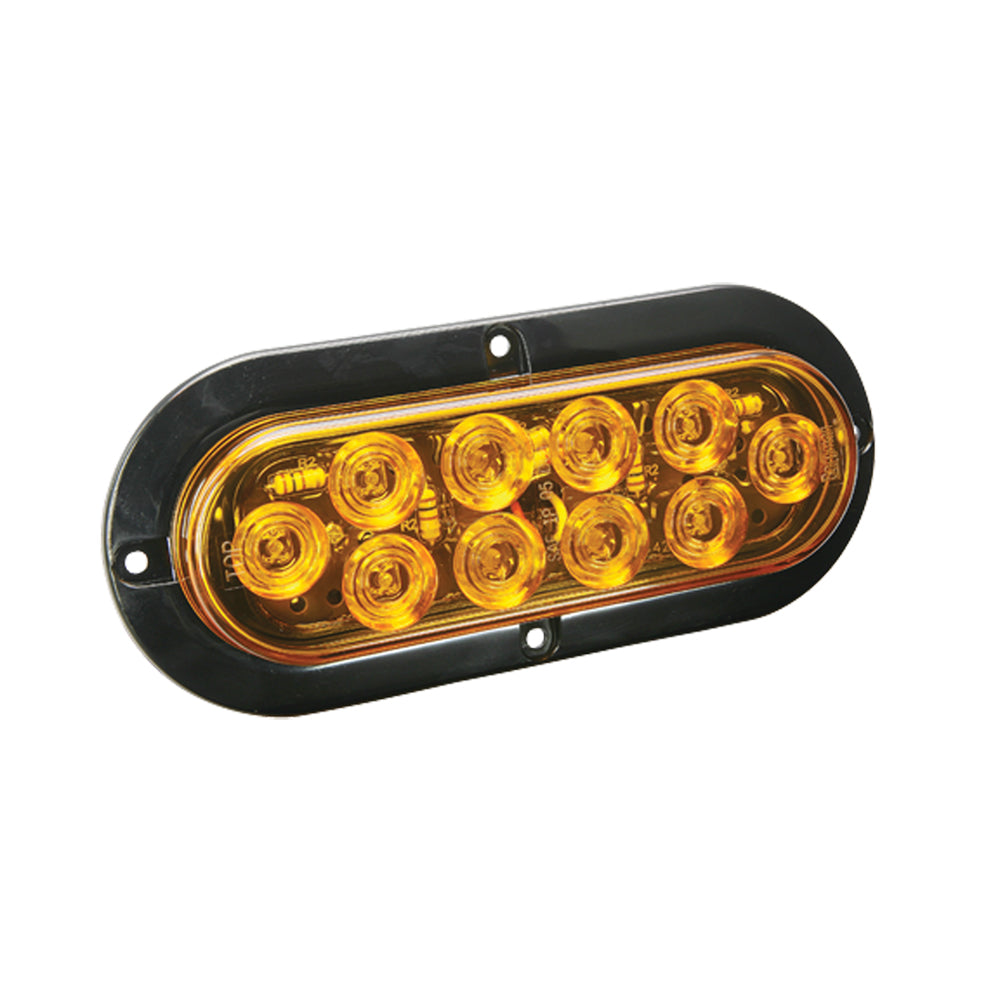 Wesbar LED Waterproof 6" Oval Surface Flange Mount Tail Light - Amber w/Black Flange Base [40-767758]