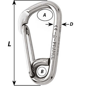 Wichard Asymmetric Carbine Hook - Length 80mm - 5/16" [02325]